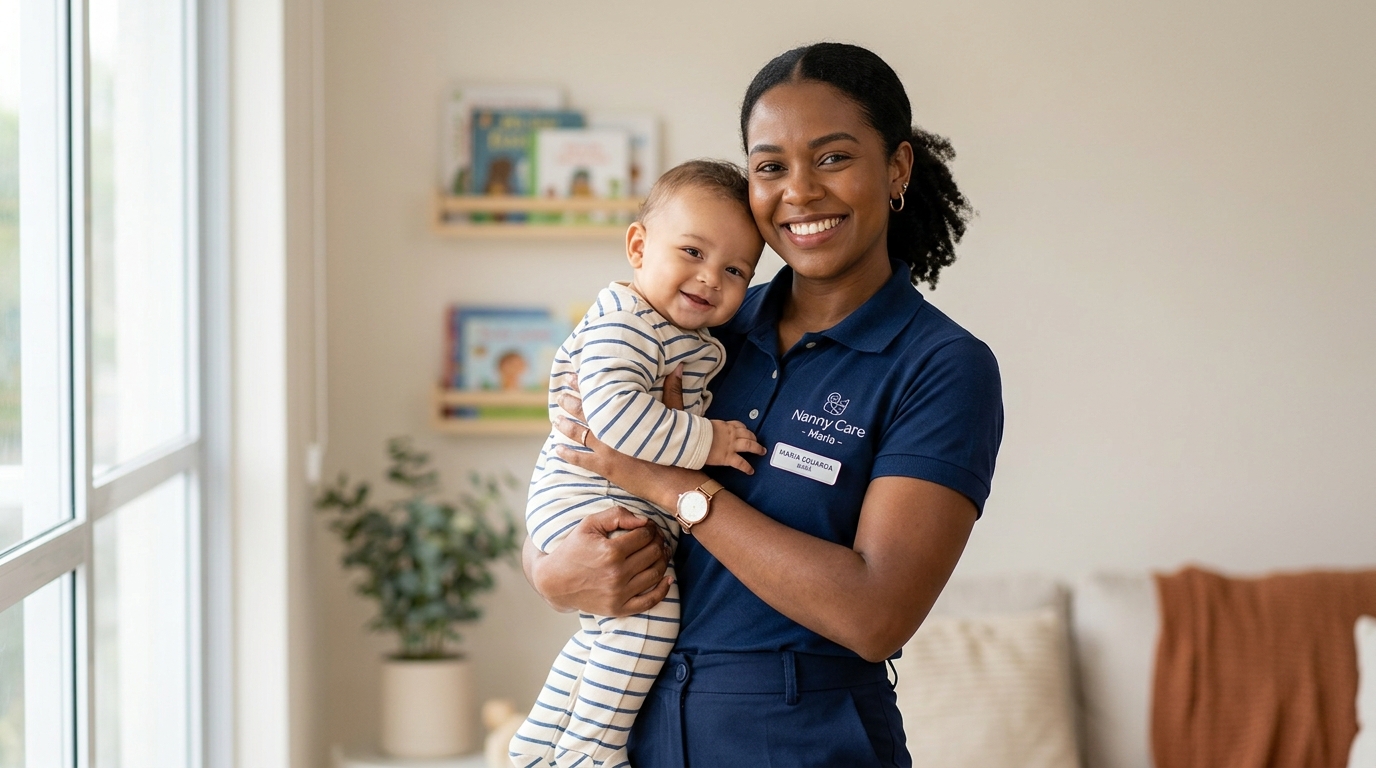 Babá MEI confiante usando smartphone para gerenciar agenda de clientes