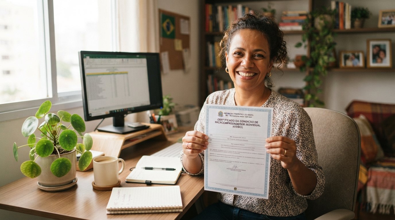 Servidora aposentada feliz após formalizar seu negócio como MEI