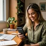 Empreendedora loira sorrindo ao descobrir como emitir o CCMEI pelo celular