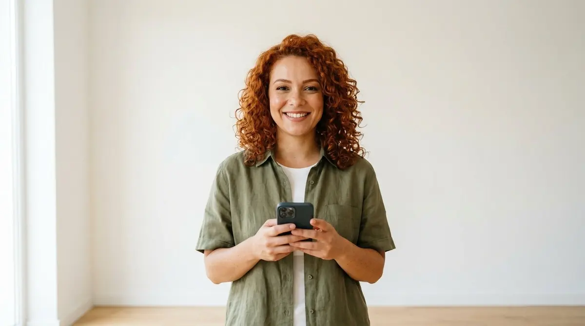 Empreendedora fazendo a declaração anual MEI pelo celular com site governamental aberto